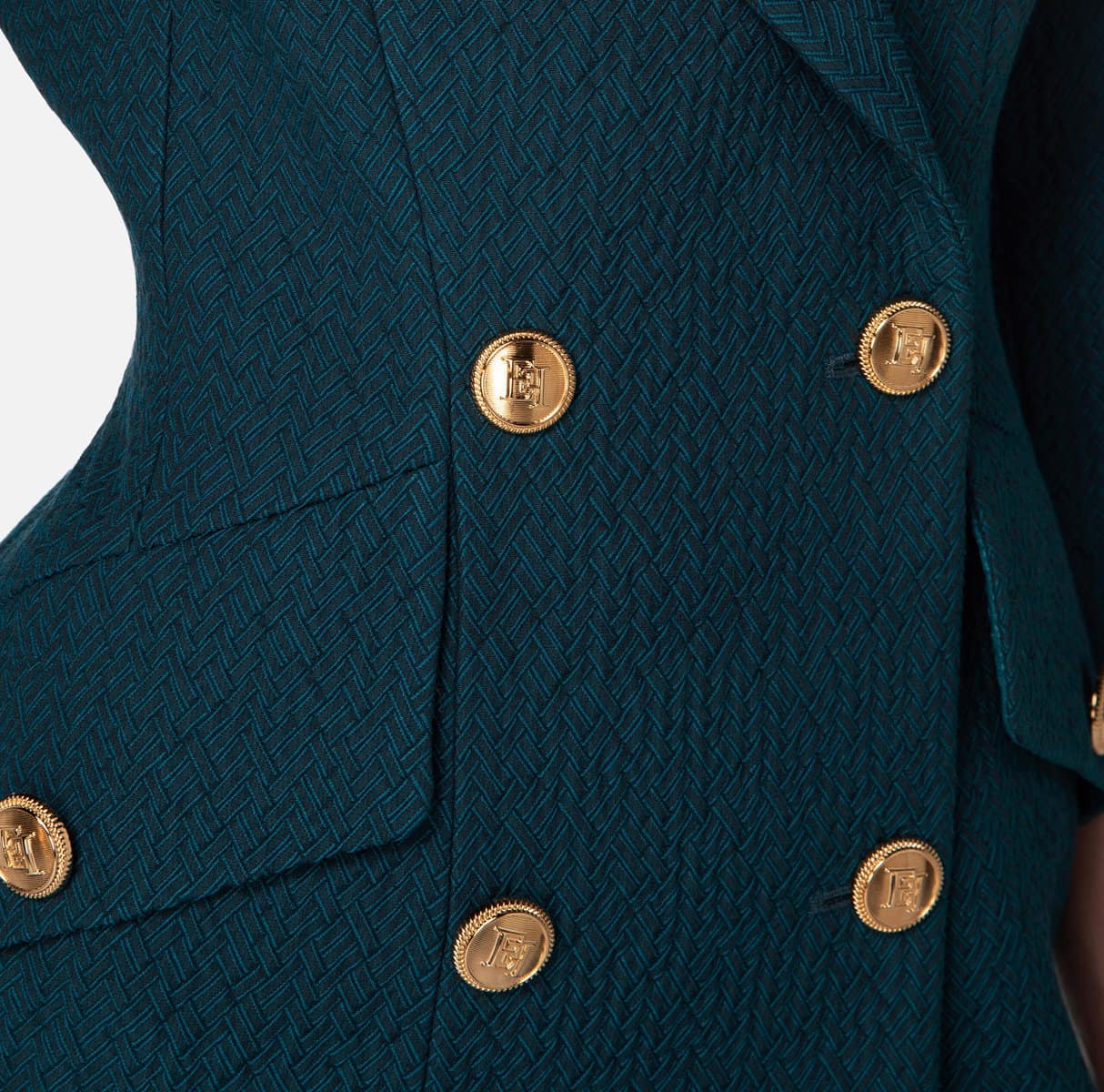 Coat dress with lapel and logo buttons - Image 4
